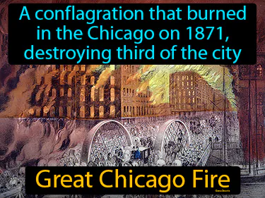 a conflagration that burned
in the Chicago on 1871,
destroying third of the city