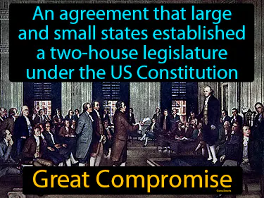 an agreement that large and small states established a two-house legislature under the US Constitution