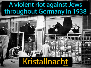 a violent riot against Jews throughout Germany in 1938
