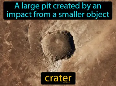 a large pit on Earth or any object in space, created by an impact from a smaller object